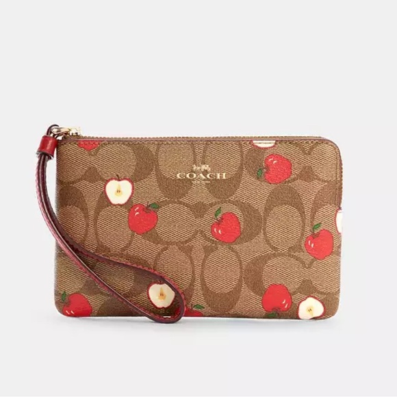 Coach Handbags - Coach Corner Zip Wristlet With Apple Print